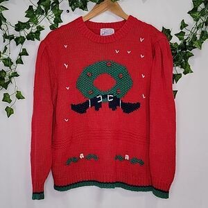 Windcrest. Vintage. Christmas Sweater. Hand knitted. Size Large. EUC